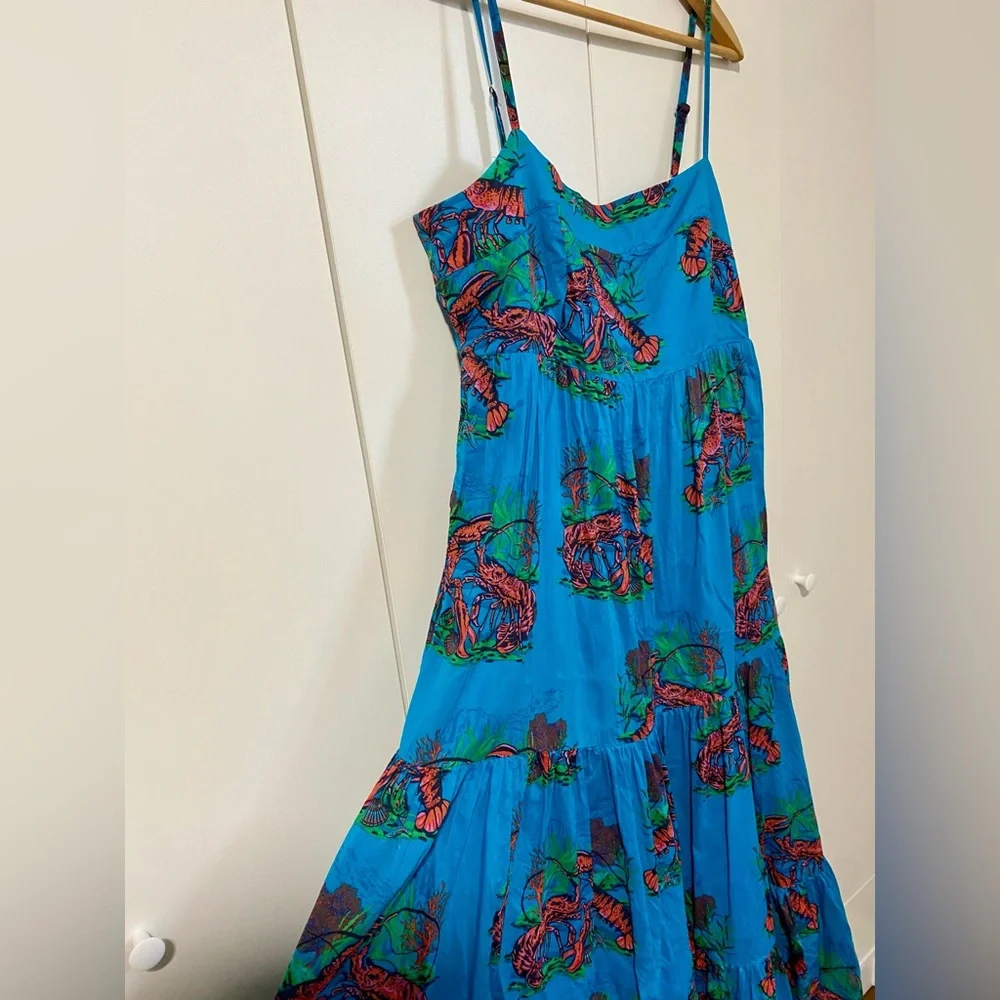 J. Crew Turquoise Floral Tiered Maxi Dress - Picture 5 of 7